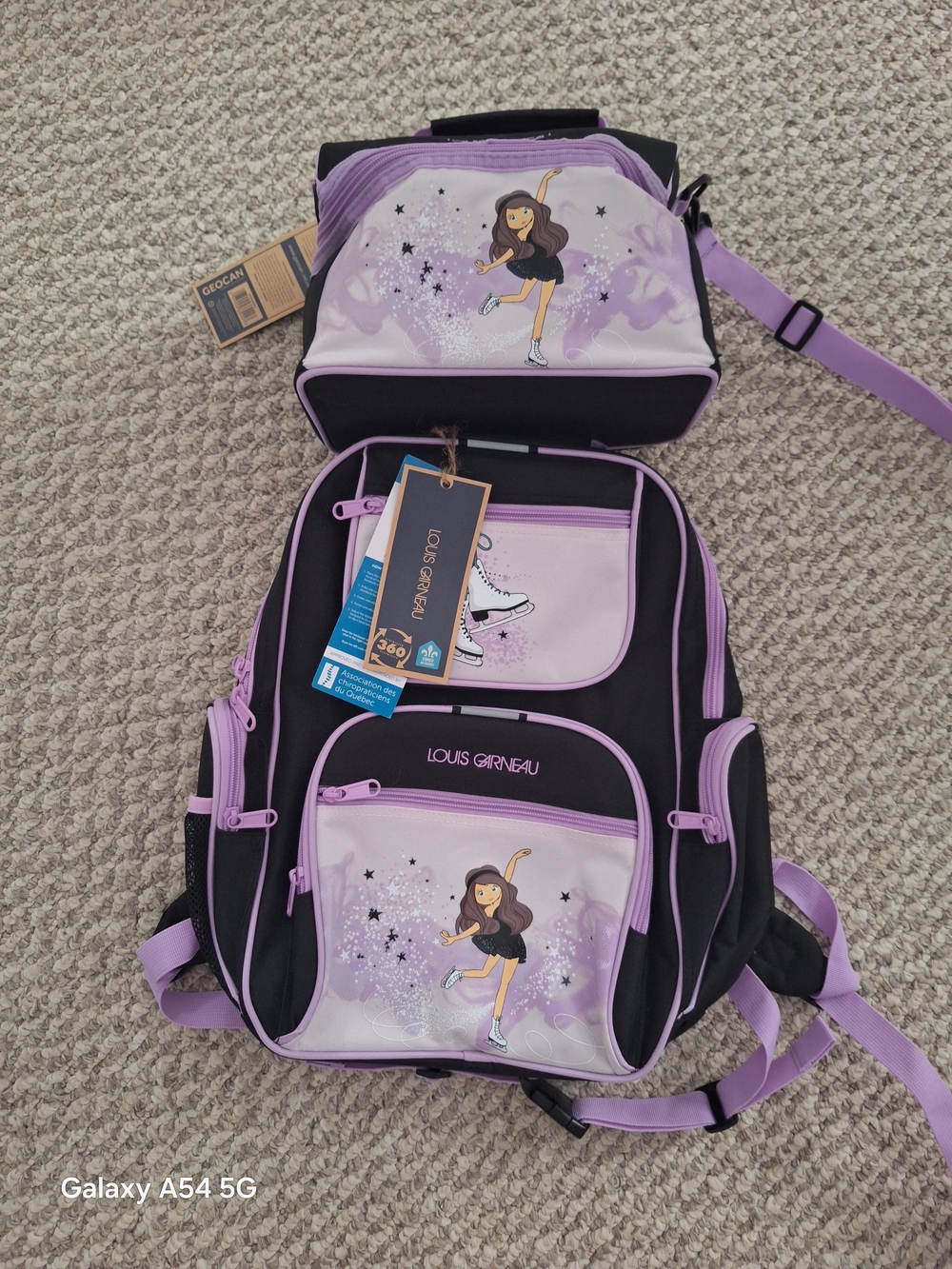 Louis Garneau Girls' Lavender & Black Ice Skater Backpack Set